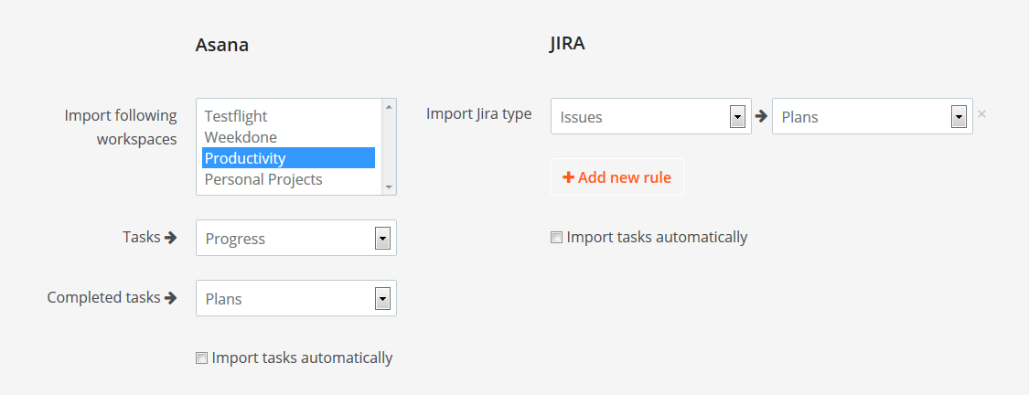 Asana Jira import