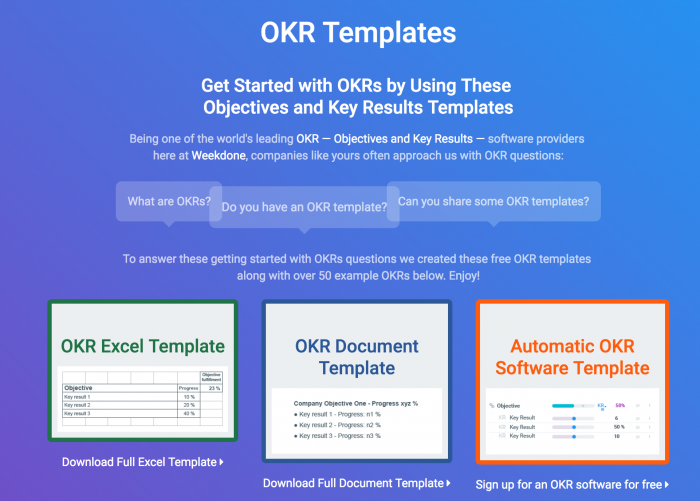 Marketing OKR Templates 