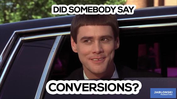 Dumb and Dumber meme " did somebody say conversions?"