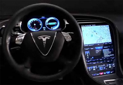 Tesla Model X interior in the dark