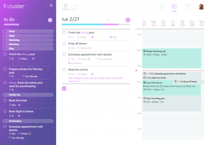 Focuster To-Do list 