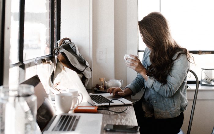 woman focused on work