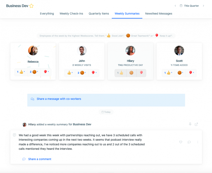 Team compass remote collaboration tool newsfeed