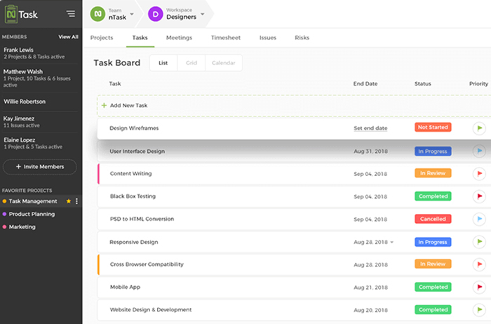 ntask team task management software