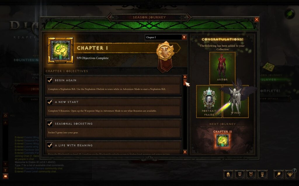 Diablo Season 3 Examples of OKRs in the Game