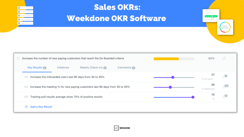 Easily Set Sales OKRs in Weekdone's OKR Software  