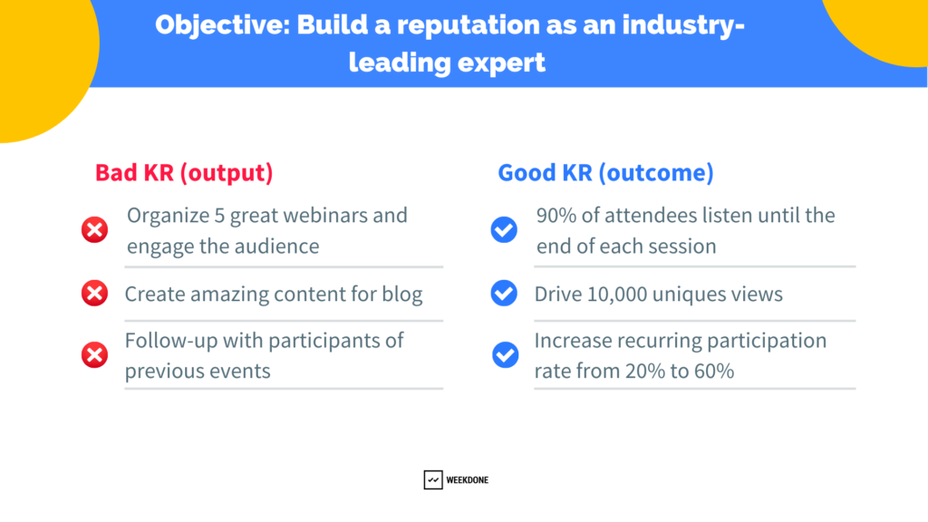 good okr examples