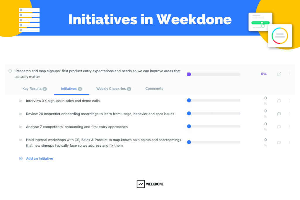 Initiatives in Weekdone - Weekdone blog on setting Design OKRs 