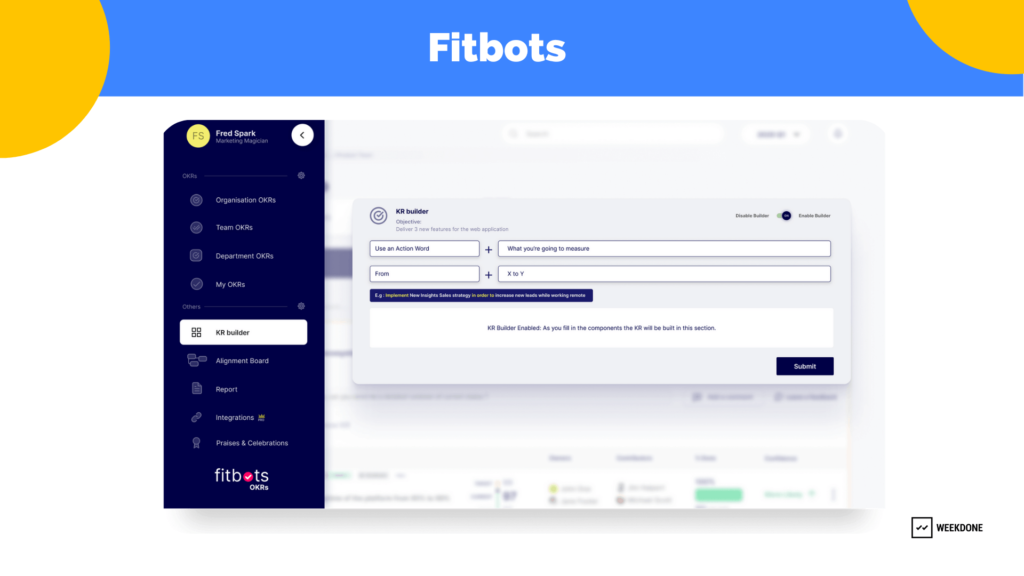 Fitbots OKR solution for comppany OKR rollout 