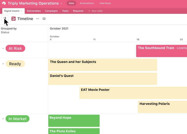 Airtable collaboartion software monthly timeline view