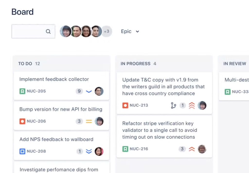 Jira remote team software main dashboard view