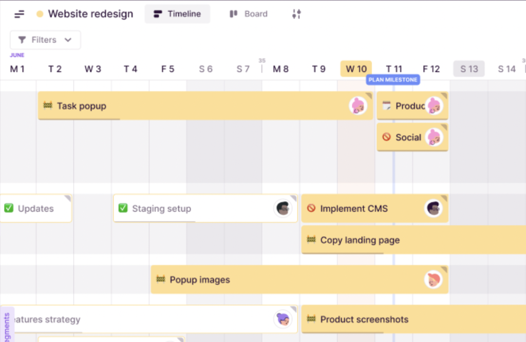 Toggl Plan remote team software task timeline view