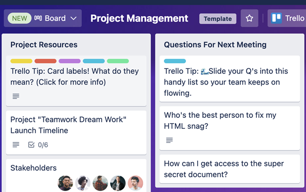 Trello collaboration software main task management dashboard view