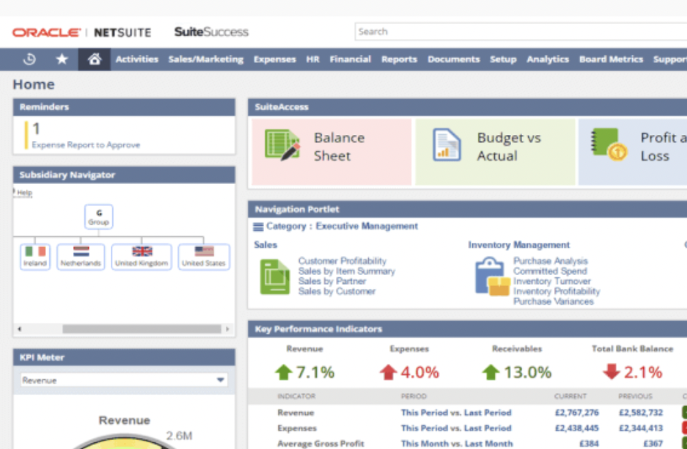 NetSuite software homepage