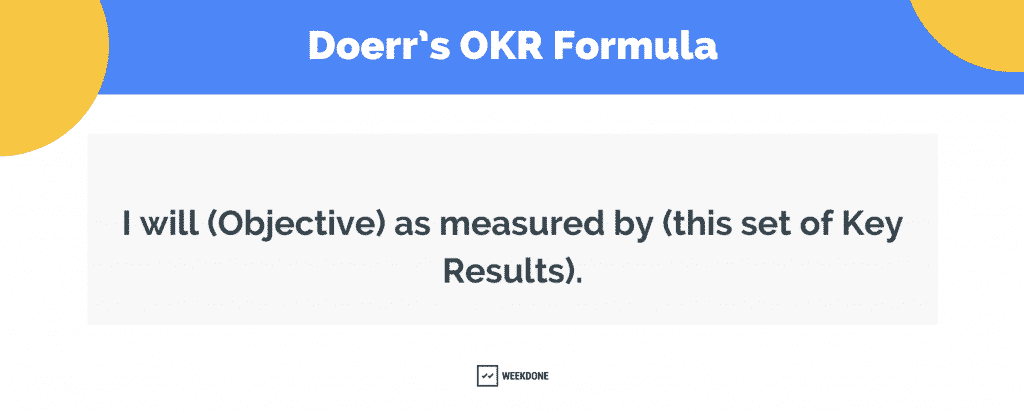 John Doerr's formula for OKRs - Weekdone blog