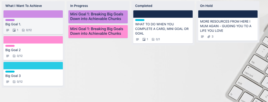 Goal Setting basics template in Trello