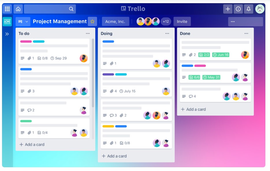 Trello project management tool