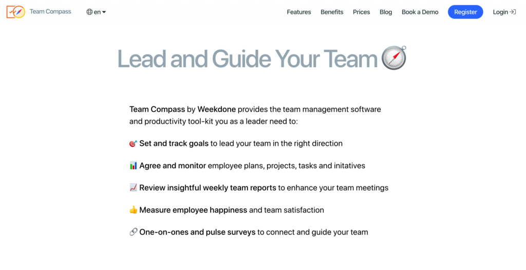 Team Compass for tracking "light" OKRs - Weekdone blog Goal Tracking Software