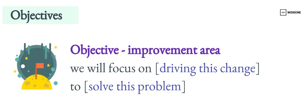 Formula to Write a Good Objective - Weekdone OKR Best Practices 