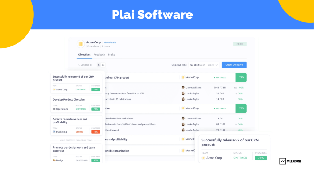 Plai Software for HR Specialists to manage OKRs 