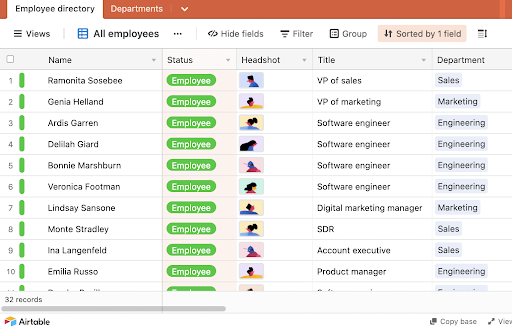 airtable tool employee directory view