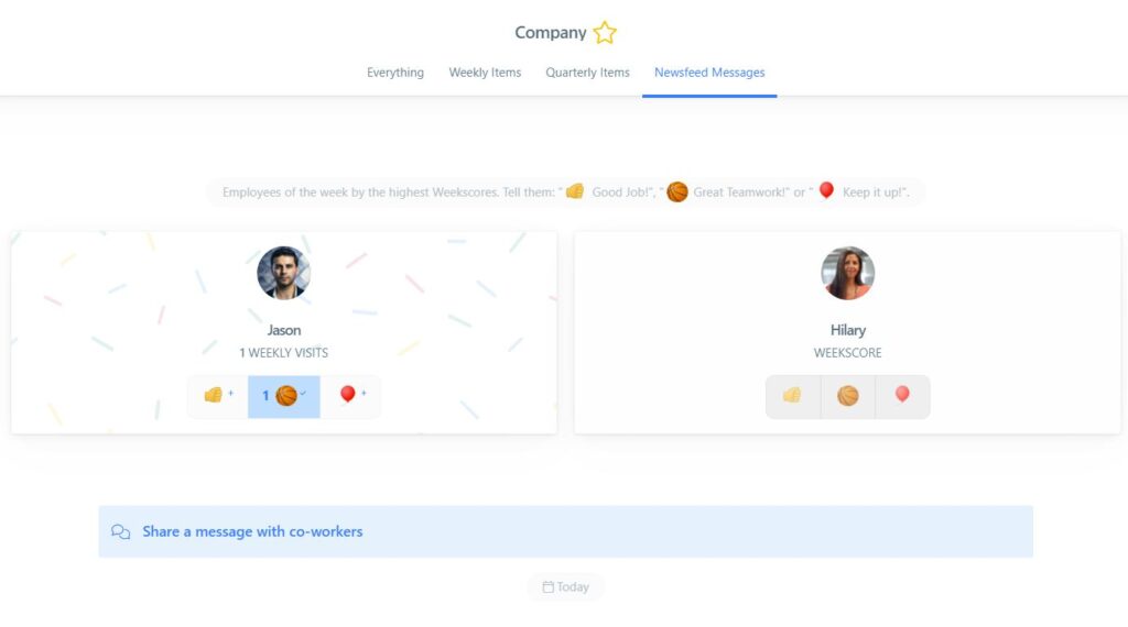 team compass internal communication tool company dashboard view