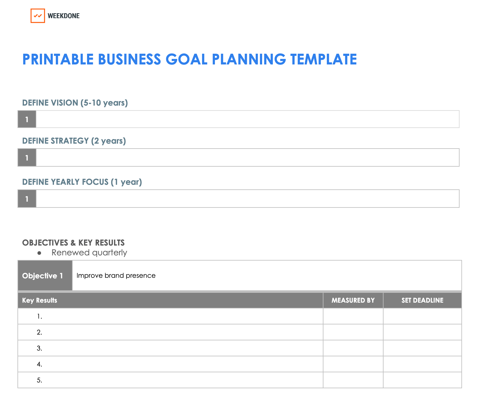 Business Goals Template for 2023 Weekdone Blog Business Goals Template for 2023 Weekdone Blog