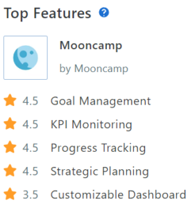 Mooncamp - Capterra Top Features Rating
