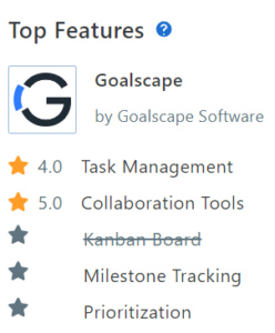 Goalscape - Capterra Top Features Rating
