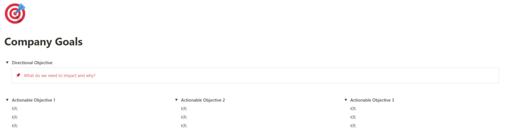 Company Goals Template - Weekdone Best Practices